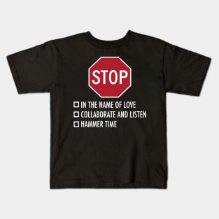 Stop funny joke music design Kids T-Shirt